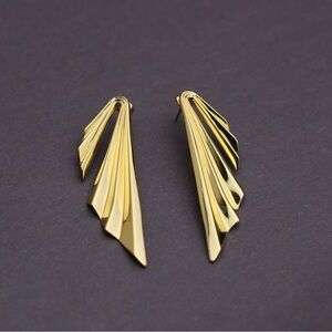 Alexis Bittar Vitreum 14K goldplated brass large pleated fan post earrings